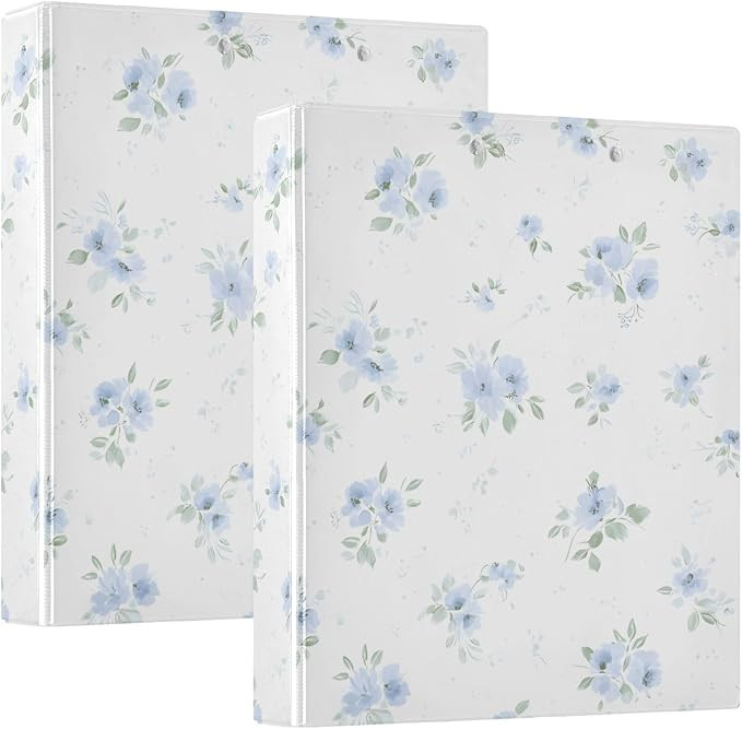 3 Ring Binders Blue Flowers Floral 1.5 Inch Round Ring Binders with Pockets Decorative Clipboard ... | Amazon (US)