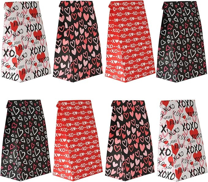 Haobell Valentines Day Bags - 24 Pcs Valentines Goodie Bags With Stickers for Classroom Parties, ... | Amazon (US)
