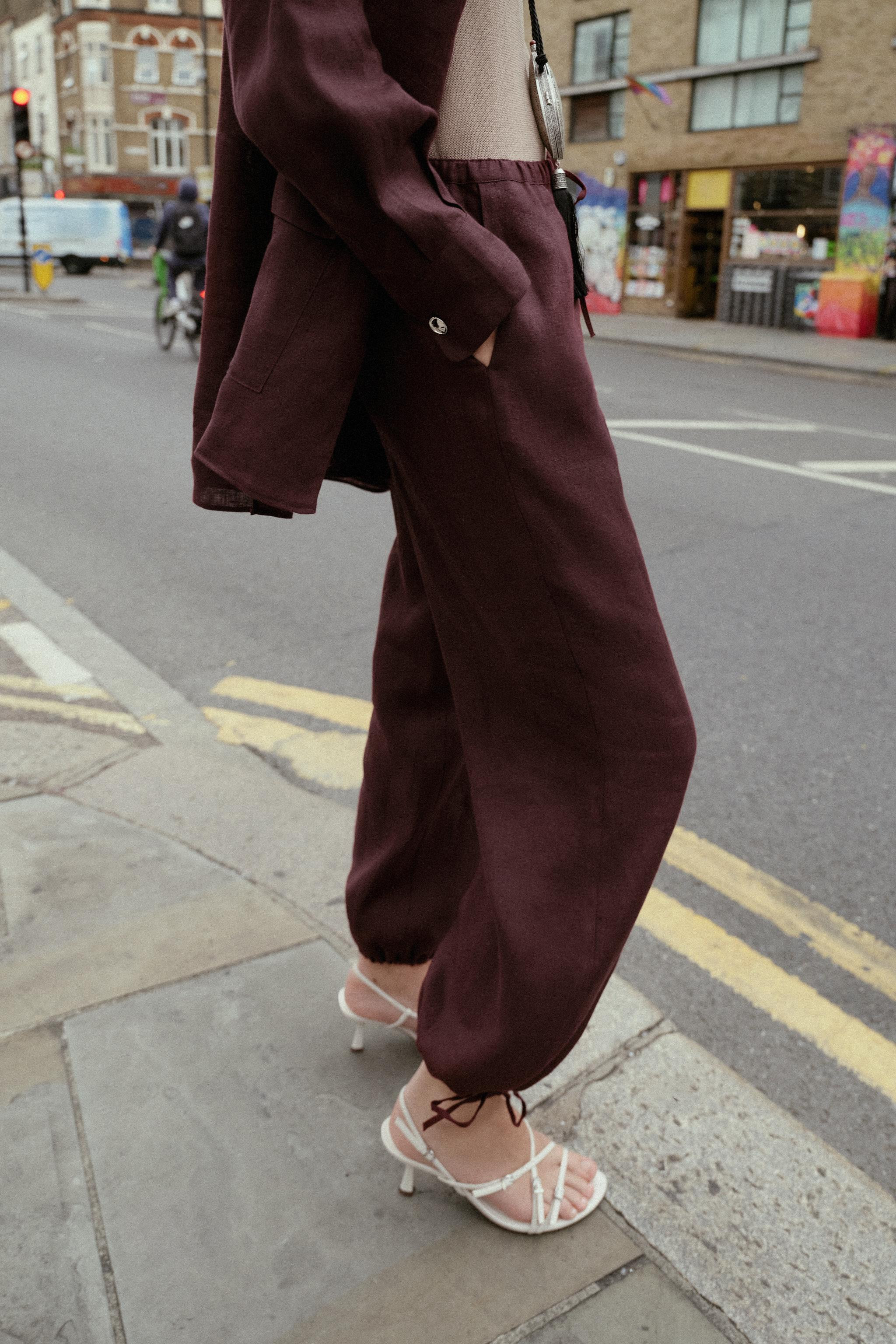 100% LINEN PUFFY PANTS | Zara US