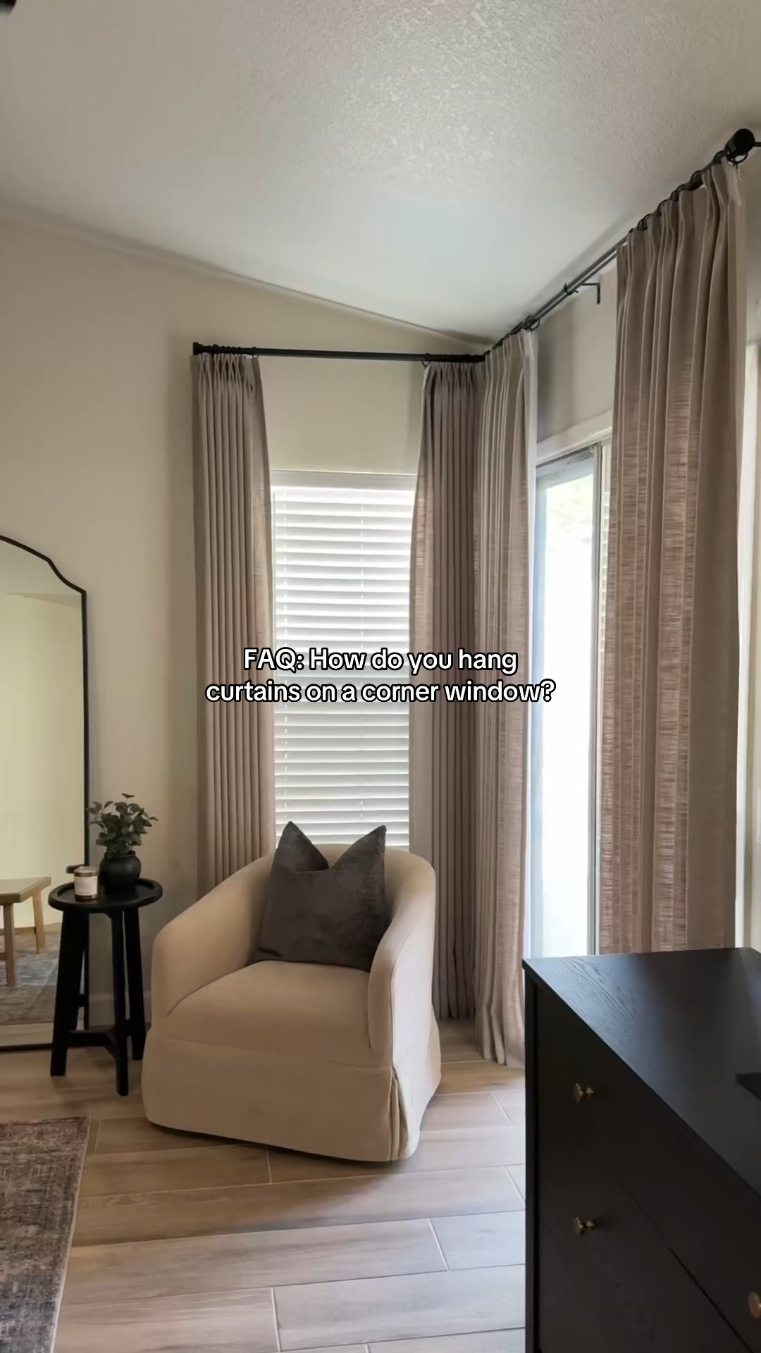The Secret to Corner Window Curtains 🛠️✨
I get asked about our corner window setup constantly, and this tiny budget find is the ultimate secret weapon! If you’ve ever struggled with how to cleanly hang drapery panels where two walls meet, you need a hinged curtain rod connector.

Instead of using bulky finials in the corner, you just screw this piece directly onto the ends of the rods. It bends flawlessly to fit 90-degree corners or trickier bay windows. I’ve linked the exact hinged connectors we use (available in multiple metal finishes!), along with our favorite neutral linen-look drapery panels and classic hardware.

Tap the link to shop our exact setup and recreate this seamless look in your own home! 🕊️

#windowtreatments #homedecorhacks #curtaintips #neutralhome #interiordesignsecrets

#LTKHome #LTKstorytime #LTKSaleAlert