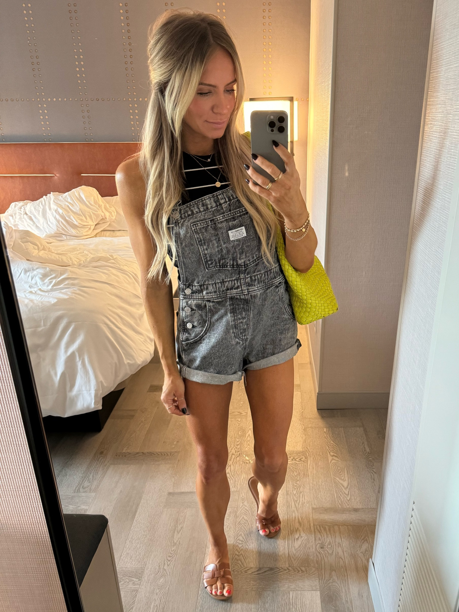 I’m wearing a size small in the overalls and size small in the tank!