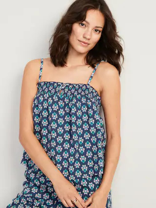 Sleeveless Smocked Floral Swing Pajama Top for Women | Old Navy (US)
