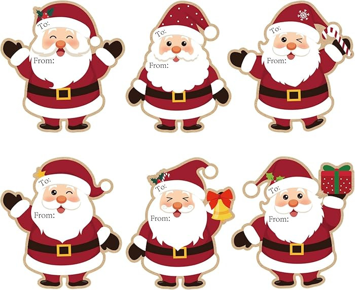 Christmas Gift Tags Stickers, 96Pcs Christmas Gift Labels Stickers, Self-Adhesive Santa Claus Nam... | Amazon (US)