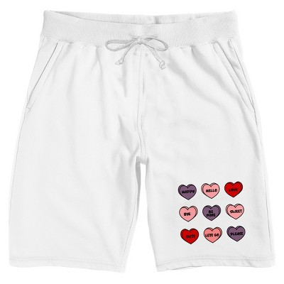 Valentine's Day Conversation Candy Hearts Men's White Lounge Shorts | Target