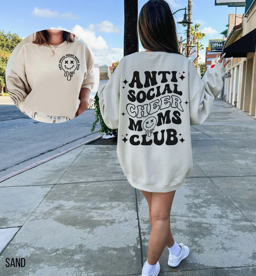 Anti Social Cheer Momretro Cheer Mom Sweatshirtproud Cheer - Etsy | Etsy (US)
