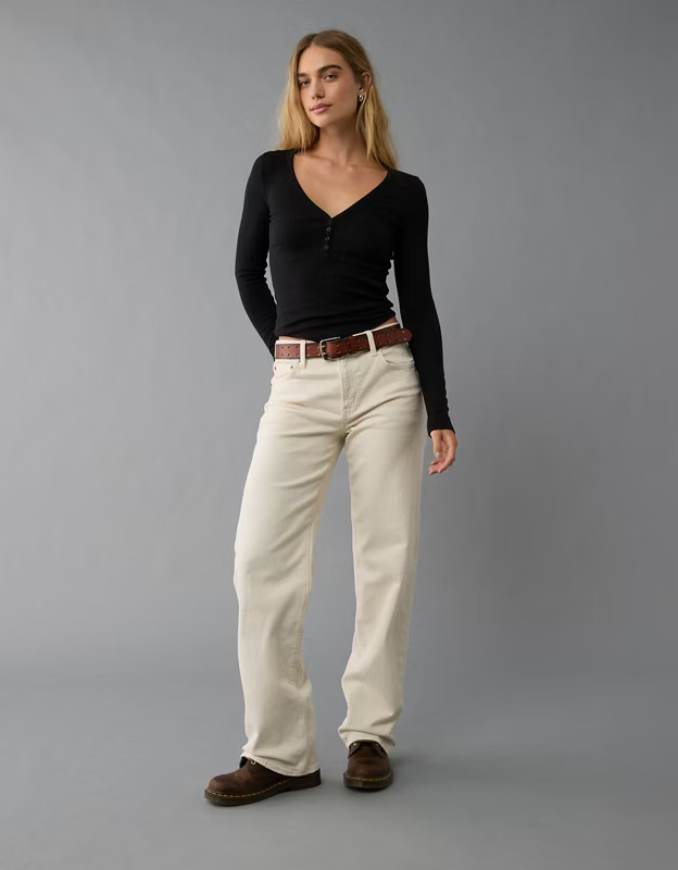AE Long-Sleeve Henley T-Shirt | American Eagle Outfitters (US & CA)