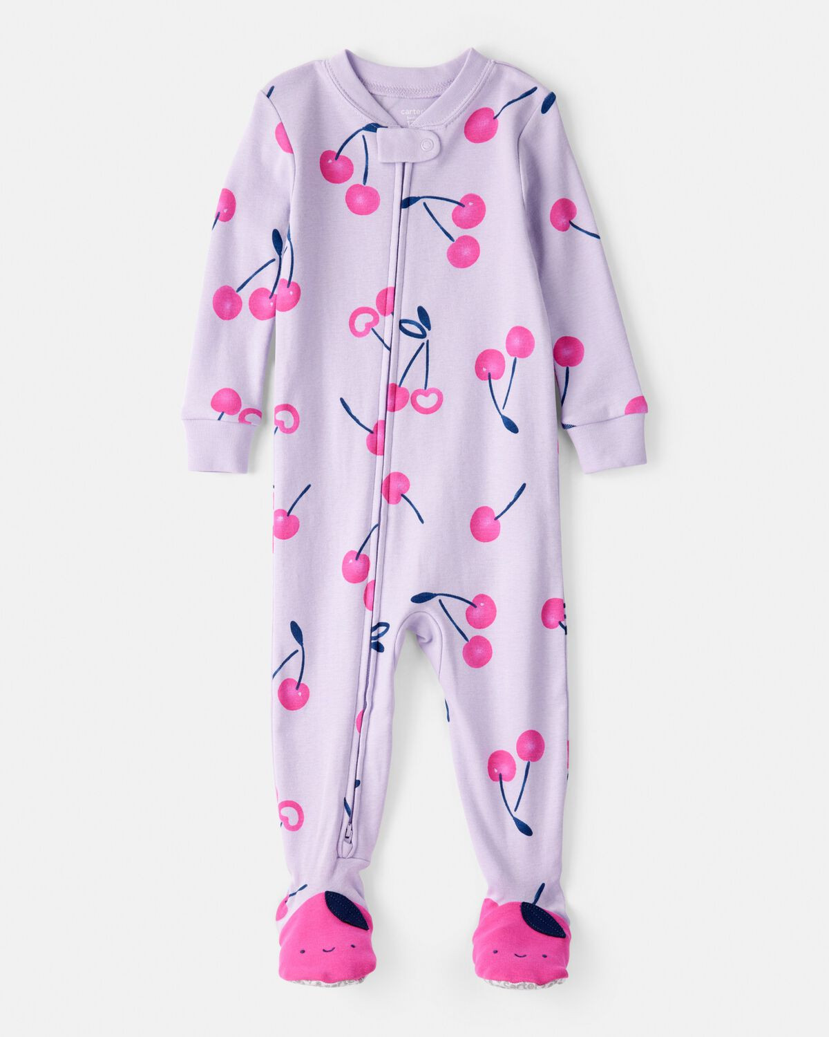 Baby Girl Cherry 100% Cotton Snug Fit 2-Way Zip Footie 1-Piece Pajamas - Purple | Carter's | Carter's Inc