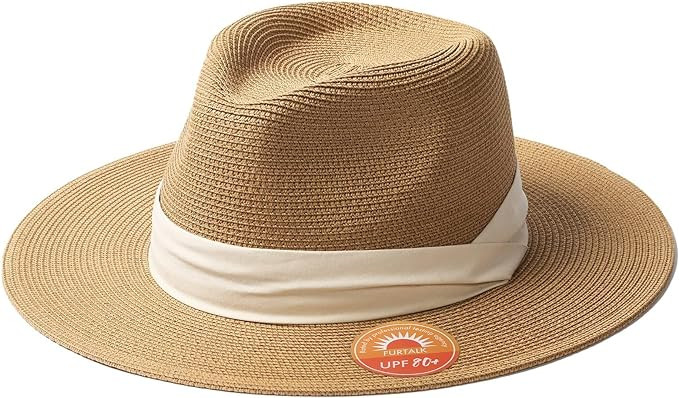 FURTALK Panama Hat Sun Hats for Women Men Wide Brim Fedora Straw Beach Hat UV UPF 80+ | Amazon (US)