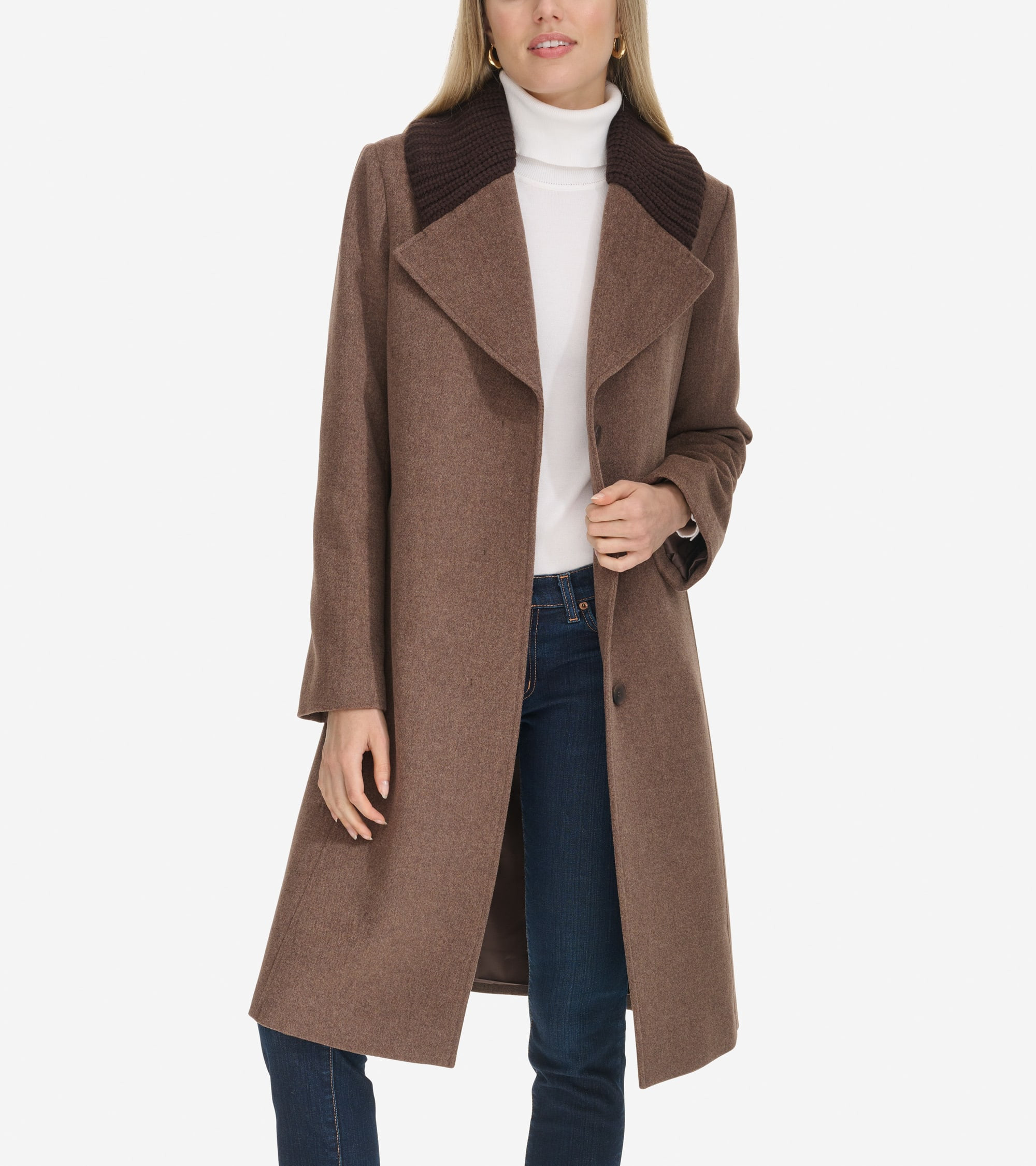 Women's Knit-Collar Coat | Cole Haan (US)