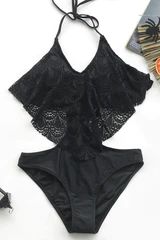 Black Lace One-piece Swimsuit | Cupshe