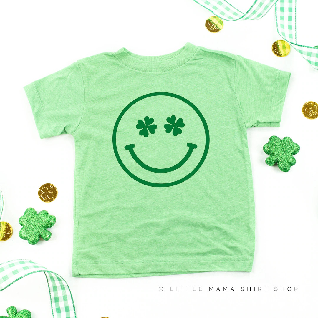 Shamrock Eyes Smiley - Short Sleeve Child Shirt | Kids St Patrick's Day Shirts | St. Patty's Day ... | Etsy (CAD)