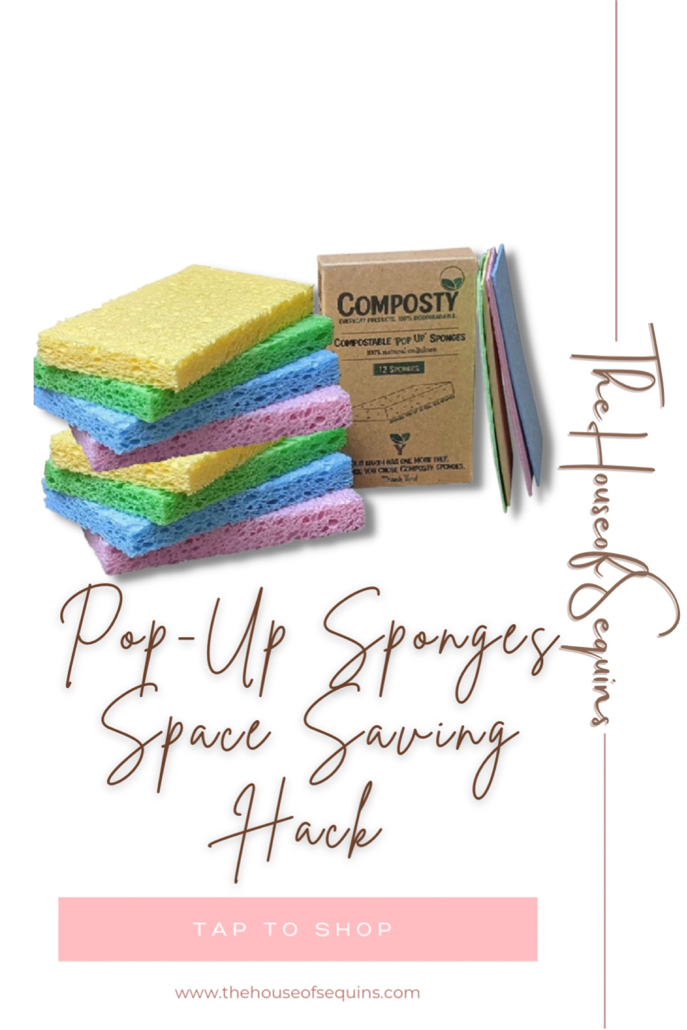 Pop-up sponge, space saving hack. Under sink organization. Amazon finds, Walmart finds. #thehouseofsequins #houseofsequins #tiktok #reels #lifehacks #home #homelands #kitchen #organize #organization 