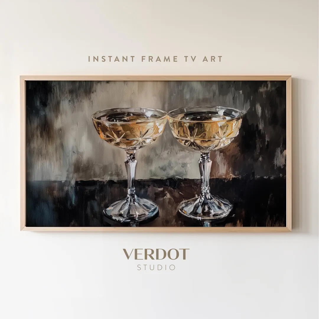 Vintage New Years Frame Tv Art, Champaign Painting Screensaver Party Decor Frame Tv Art, Christma... | Etsy (US)