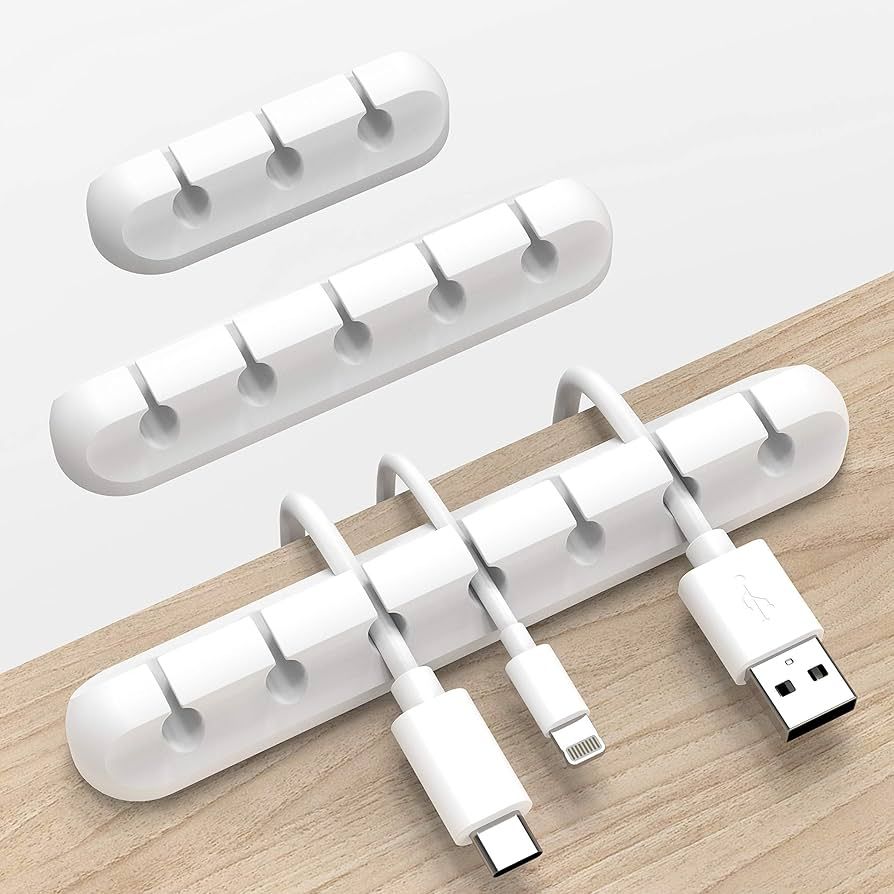 INCHOR Cord Organizer, Cable Organizer White Cord Holder, Wire Organizer USB Cable Management Cor... | Amazon (US)