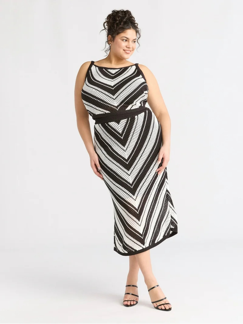 Sofia by Sofia Vergara Women's and Women's Plus Pointelle Sweater Skirt, Sizes XS-4X | Walmart (US)