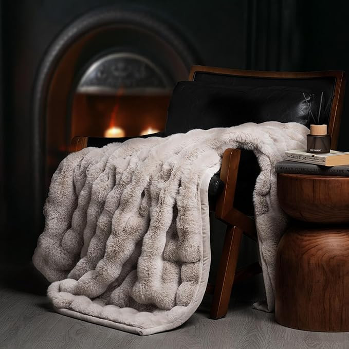 EverGrace Ultra Soft Luxury Fluffy Faux Rabbit Fur Throw Blanket, Thick Warm Bubble Throw for Bed... | Amazon (US)