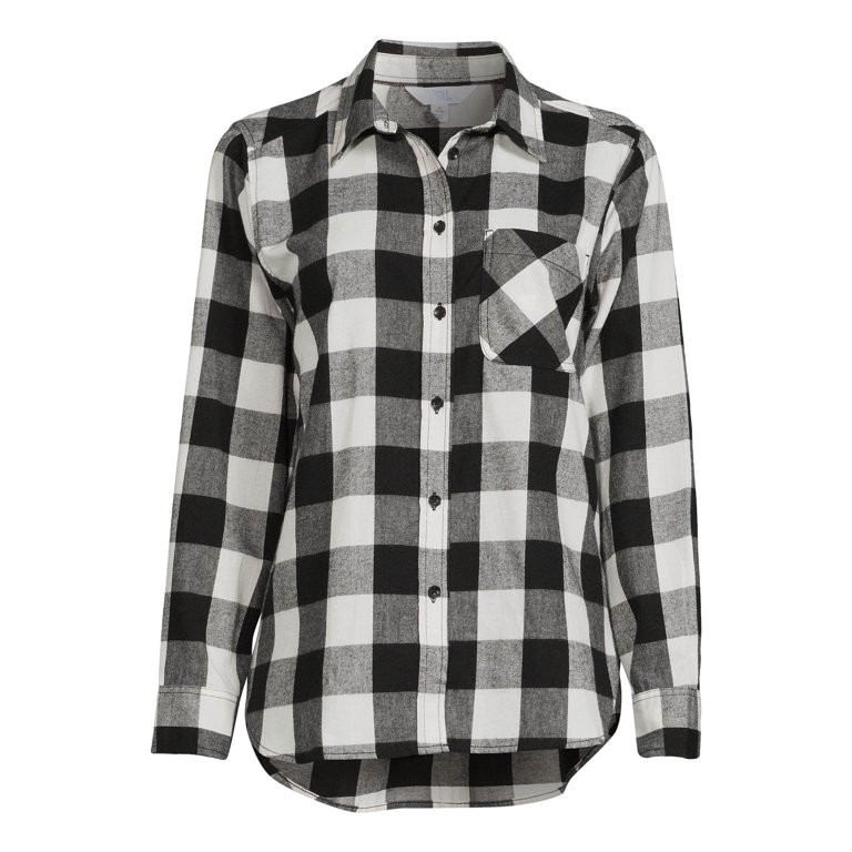 Time and Tru Women's Plaid Button Front Shirt | Walmart (US)