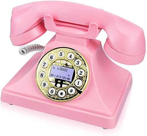 Pink Retro Landline Phone for Home, IRISVO Vintage Phone Old Fashioned Classic Desk Telephone wit... | Amazon (US)