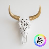 Carved Faux Bison Skull - Decorative Resin Wall Decor | Etsy (US)