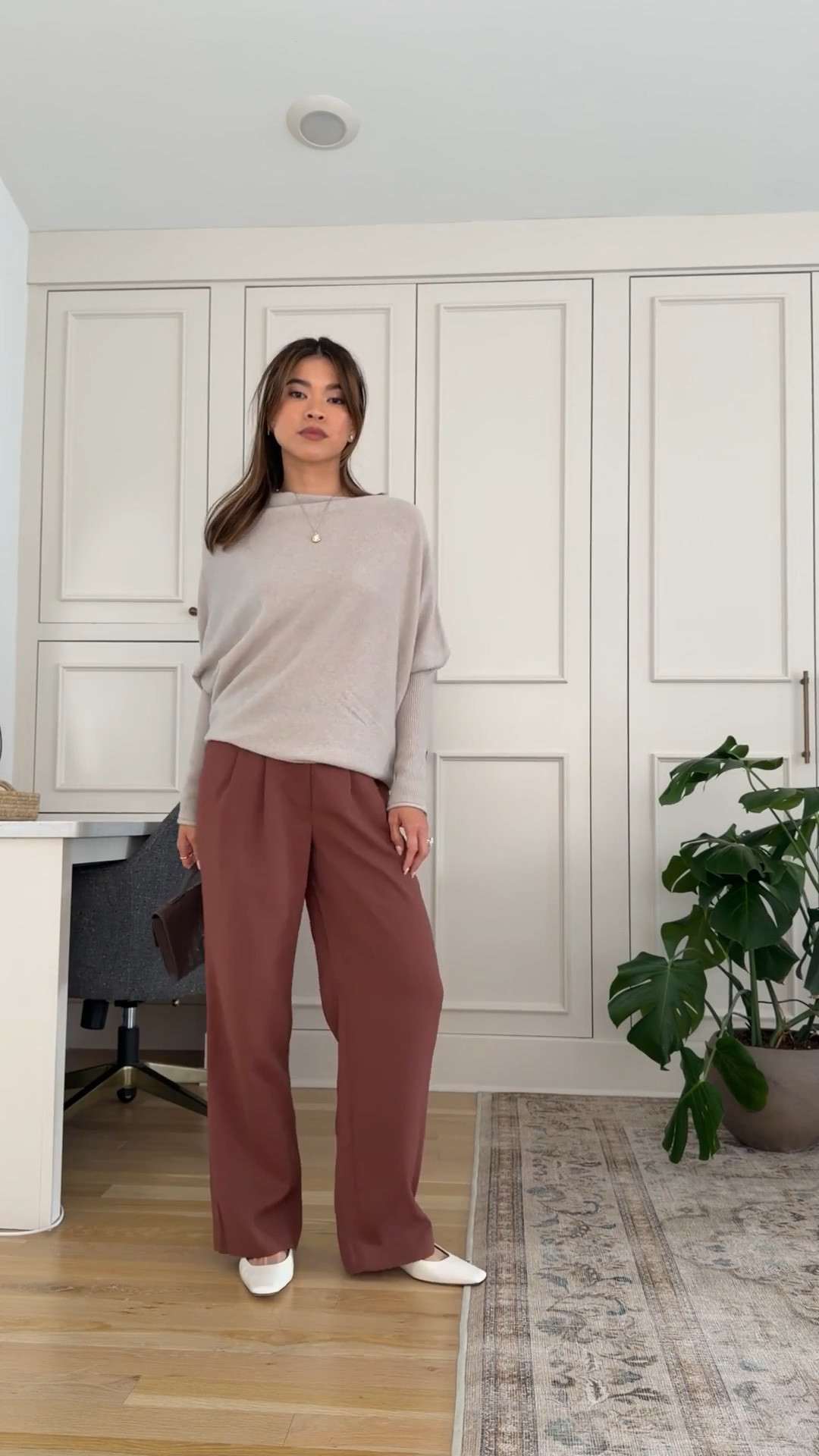 I love these @Quince flats. They are so comfy and have a small heel!

Sizing info:
-Quince 100% Mongolian Cashmere Asymmetric Draped Sweater (Size XS in Heather Cloud Beige) 
-Quince Stretch Crepe Pleated Wide Leg Pant (Size 0 short)

petite fashion, get dressed with me, outfit inspiration, ootd, nashville outfit, Nashville influencer, petite style, vacation style, casual outfits, mom style, petite pants, fall outfits, fall outfit info, fall pants, fall outfit idea, fall top, fall sweater, fall shoes, quince, summer top, fall sweater, pleated trouser, petite pleated trouser

#LTKSeasonal #LTKPetite #LTKWorkwear