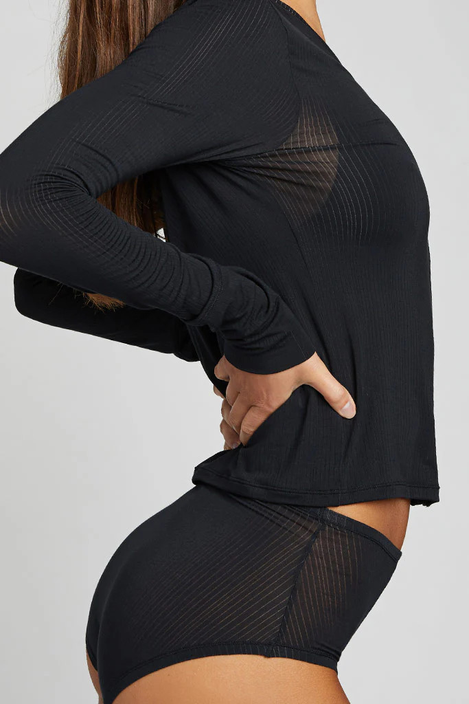 Whipped Cardi in Black | Black Snap Up Cardigan - Women's Tops | Negative Underwear
