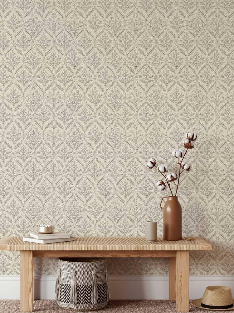 236.2" × 17.3" Vintage Peel and Stick Wallpaper Damask Wallpaper Removable Wallpaper Boho Self A... | Amazon (US)