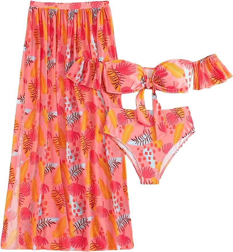 SHENHE Women's 3 Piece Bikini Swimsuit Tie Dye High Cut Halter Bathing Suit with Cover Up Beach S... | Amazon (US)