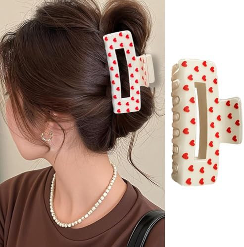 Heart Hair Clips for Women, Valentine’s Day Hair Claw Clips Red Heart Strong Hold Large Hair Ja... | Amazon (US)