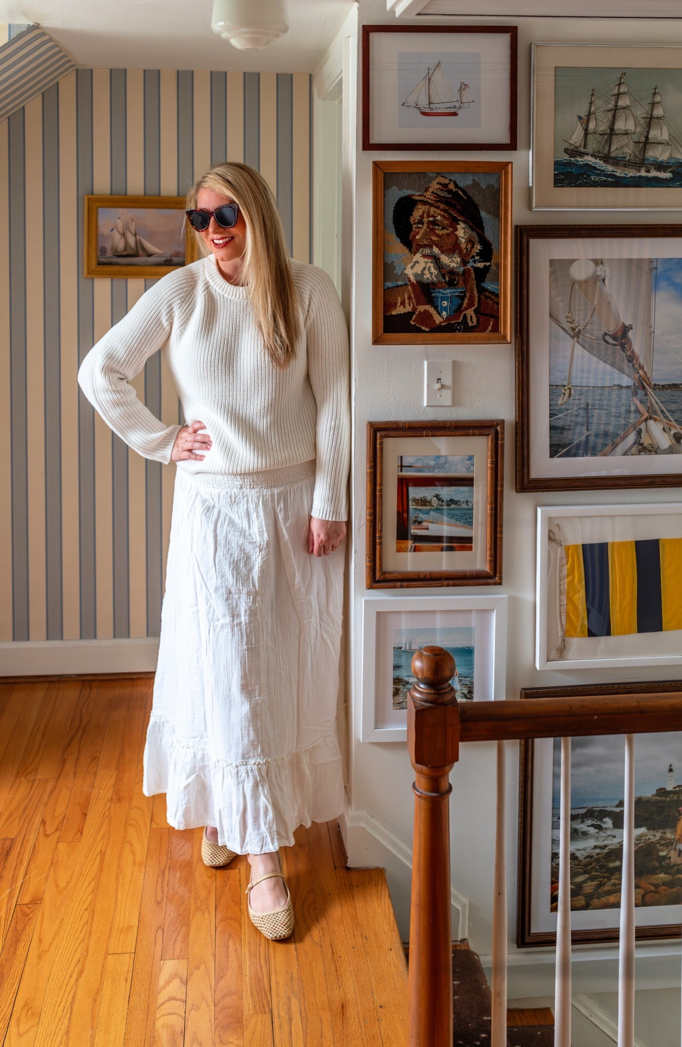 Such a good sweater! 100% organic cotton fisherman sweater & white cotton gauze skirt

#LTKootd #LTKTall #LTKOver40