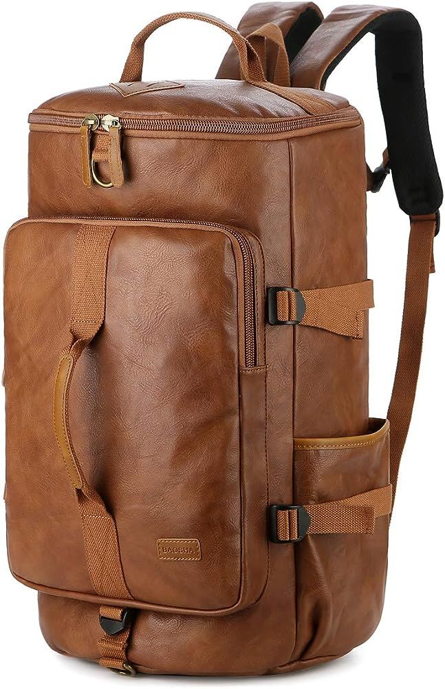 BAOSHA HB-26 3-Ways Faux Leather Men Holdall Weekend Travel Duffel Tote Bag Backpack Shoulder Bag... | Amazon (UK)