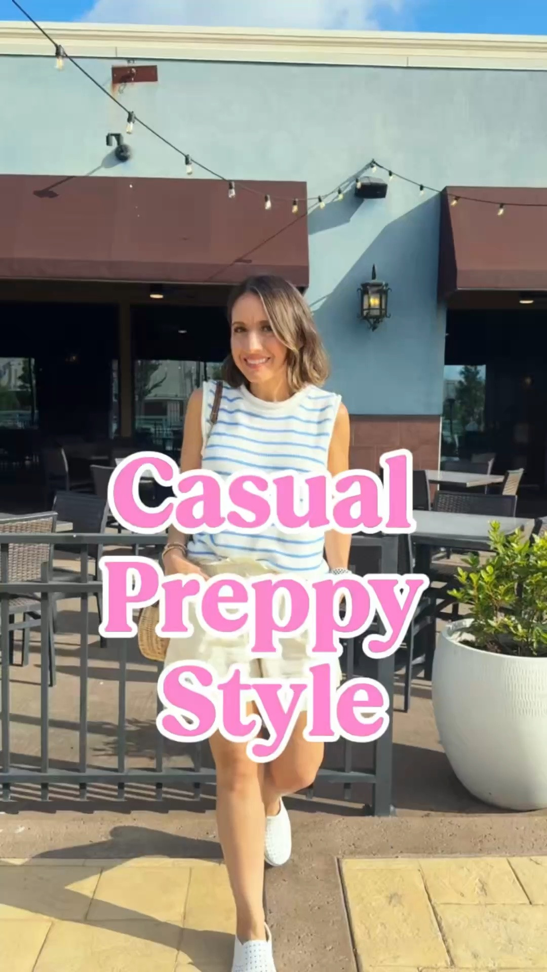 Casual preppy summer style. 
Stripe top and linen shorts. 
Blue and white stripe top. 
Native white water shoes. 
Petite style
Petite content creator

#LTKstorytime #LTKPetite #LTKOver40