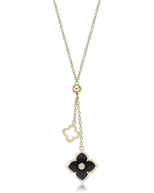 Lavari Jewelers Malachite, Black Onyx or Mother of Pearl and Cubic Zirconia Double Flower Pendant... | Amazon (US)