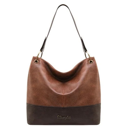 Wrangler Hobo Bags for Women Leather Tote Bag Shoulder Bag Top Handle Satchel Purses and Handbags, Two Tone Brown | Walmart (US)