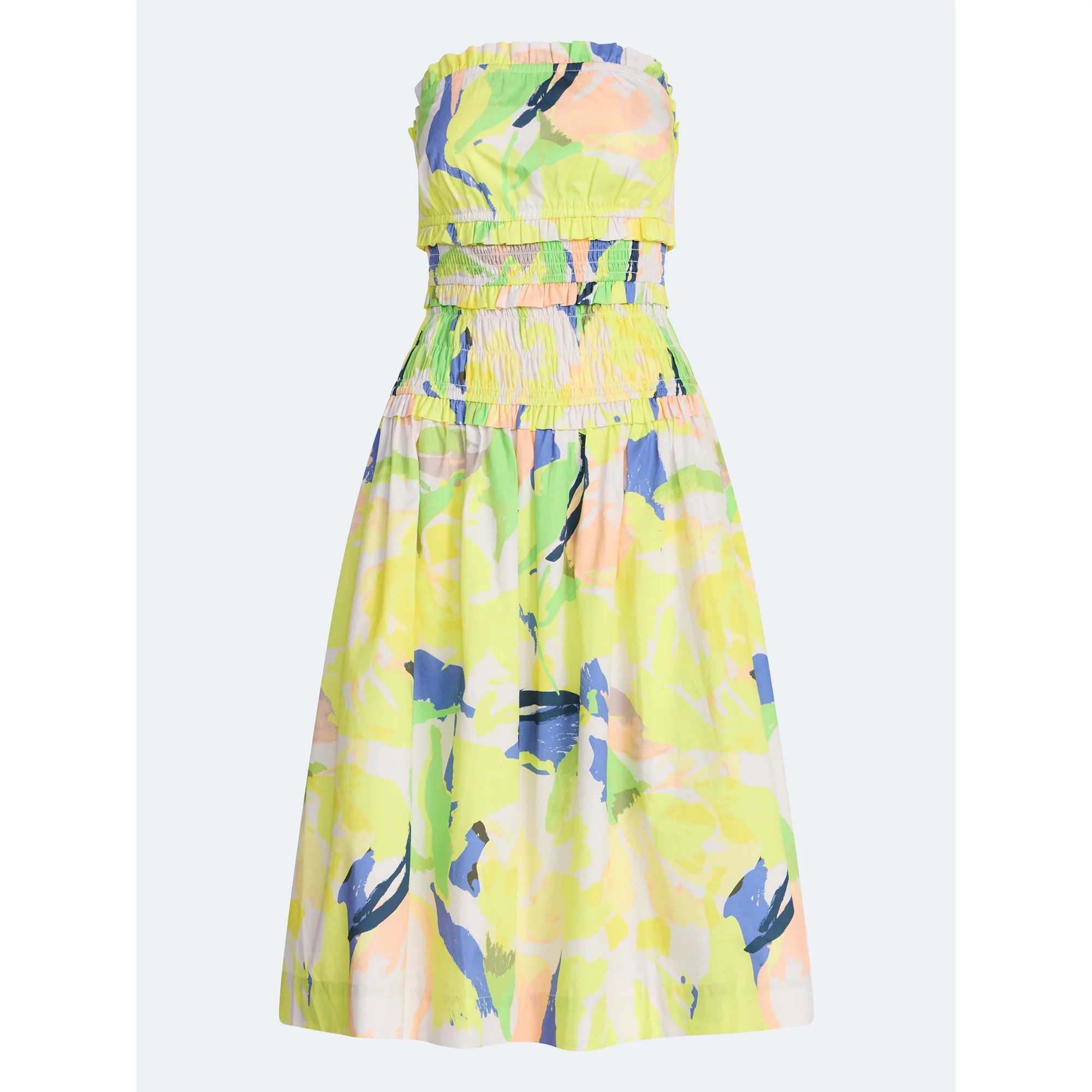 Free Assembly Women's and Women's Plus Strapless Cotton Poplin Tiered Midi Dress, Sizes XS-4X | Walmart (US)
