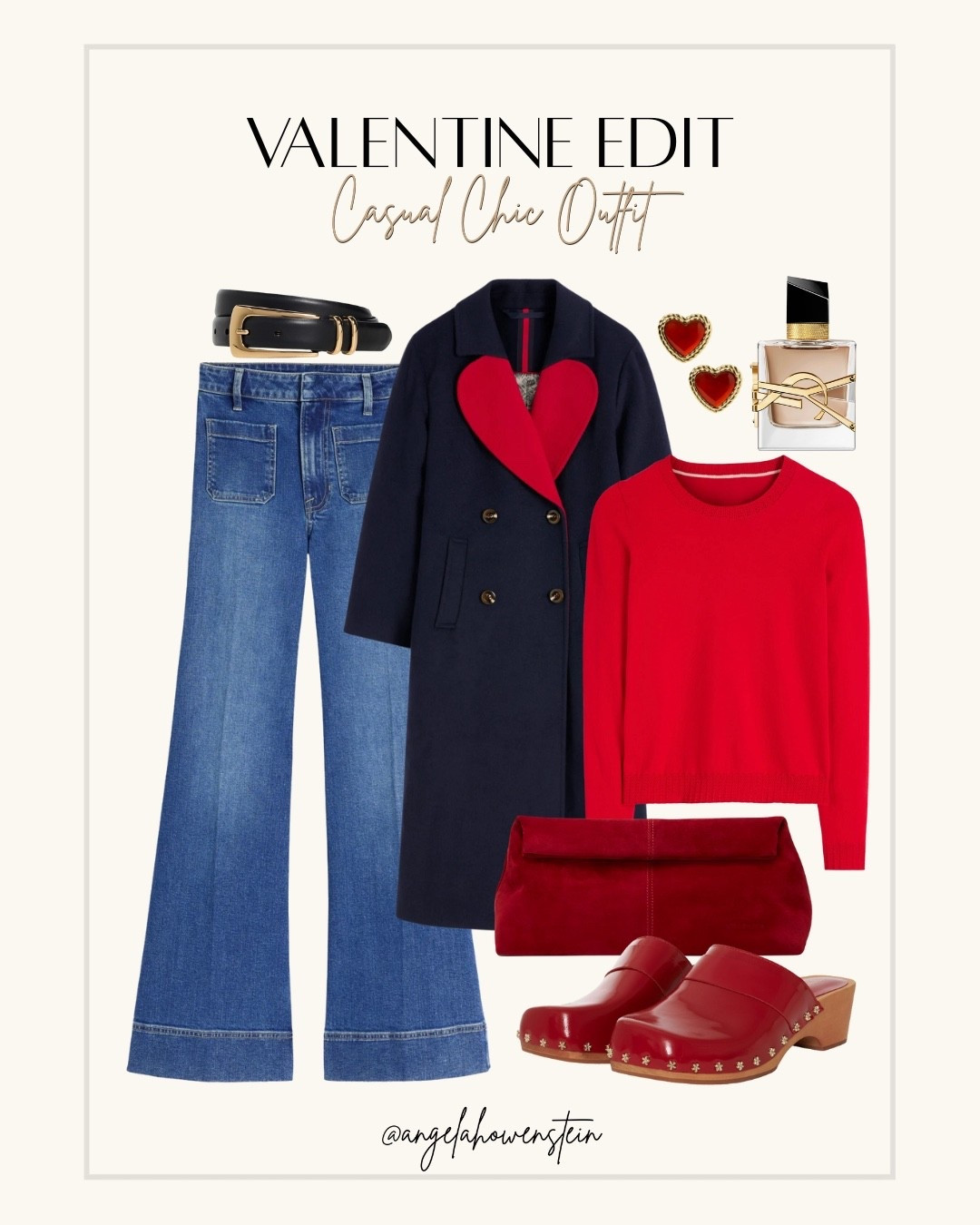 Easy Valentine look ❤️ denim + a pop of red always works. And oohh those clogs… so cute! These jeans are selling fast, so sharing before sizes disappear.

#ValentineEdit #CasualChic #DenimOutfit #ValentineOutfit #ClassicLook #WinterStyle #LTKFinds #LTKStyle



#LTKSeasonal #LTKootd #LTKOver40