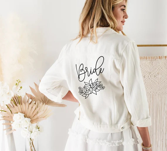 Mrs Jacket White Jean Jacket Wedding Jacket Bride Jean Jacket - Etsy | Etsy (US)