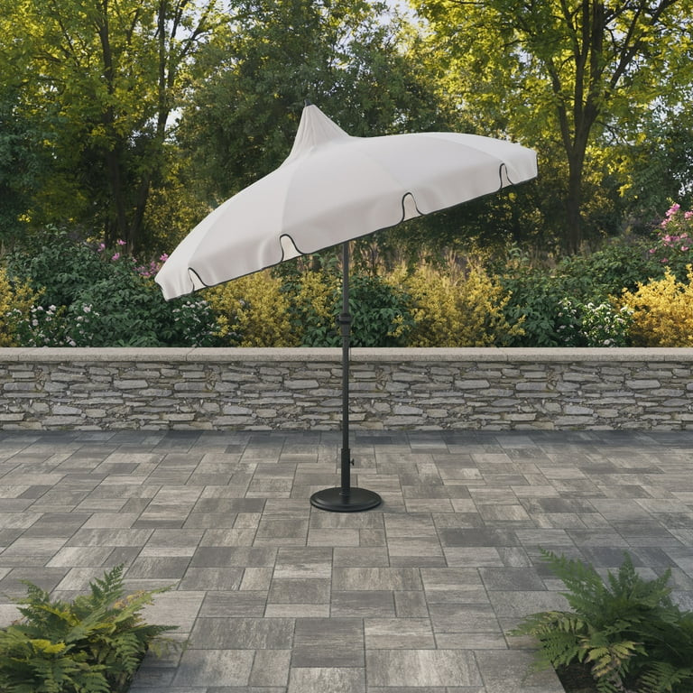 My Texas House 9ft Outdoor Round Market Patio Umbrella with White Canopy and Black Trim | Walmart (US)