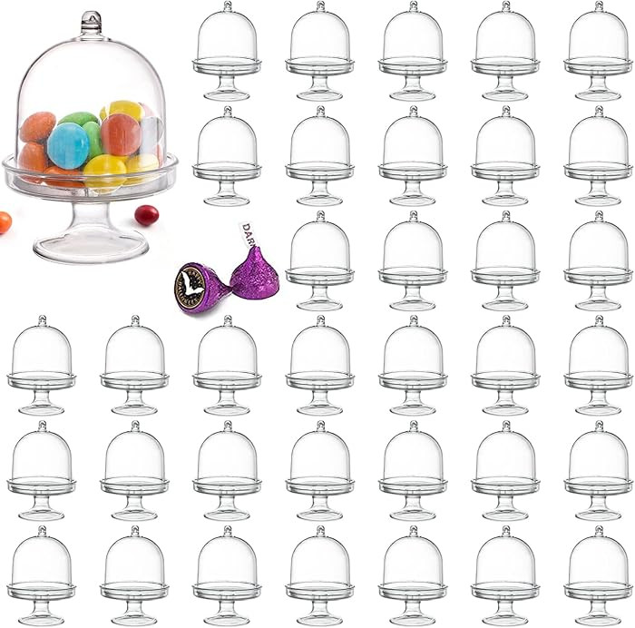Okllen 36 Pack Mini Cake Plate with Lid, Plastic Cupcake Stand Dome Cover, Clear Small Cake Displ... | Amazon (US)