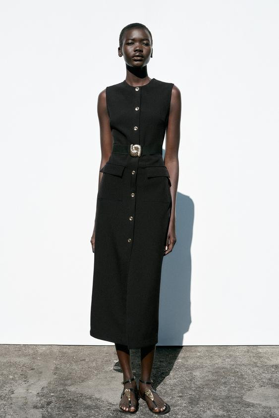 MIDI CREPE BELT DRESS | Zara UK