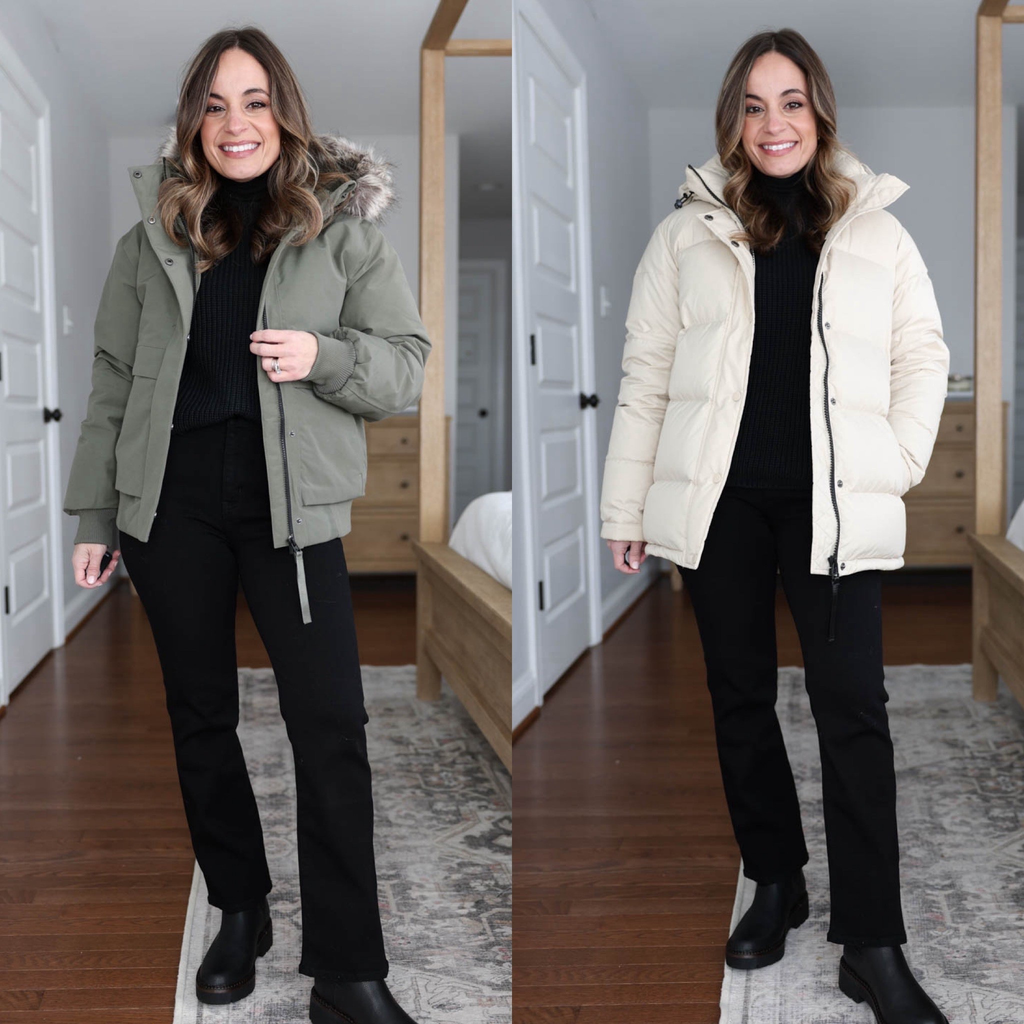 A winter outfit for a cold wet day! 

Bella Stretch Kick Flare Jeans: 24 x 26” in black 
100% Organic Cotton Fisherman Crew Sweater: XS in black
Responsible Down Hooded Short Parka: XS in faded cargo
Responsible Down Puffer Coat: xs in oatmilk


#LTKPetite #LTKSeasonal