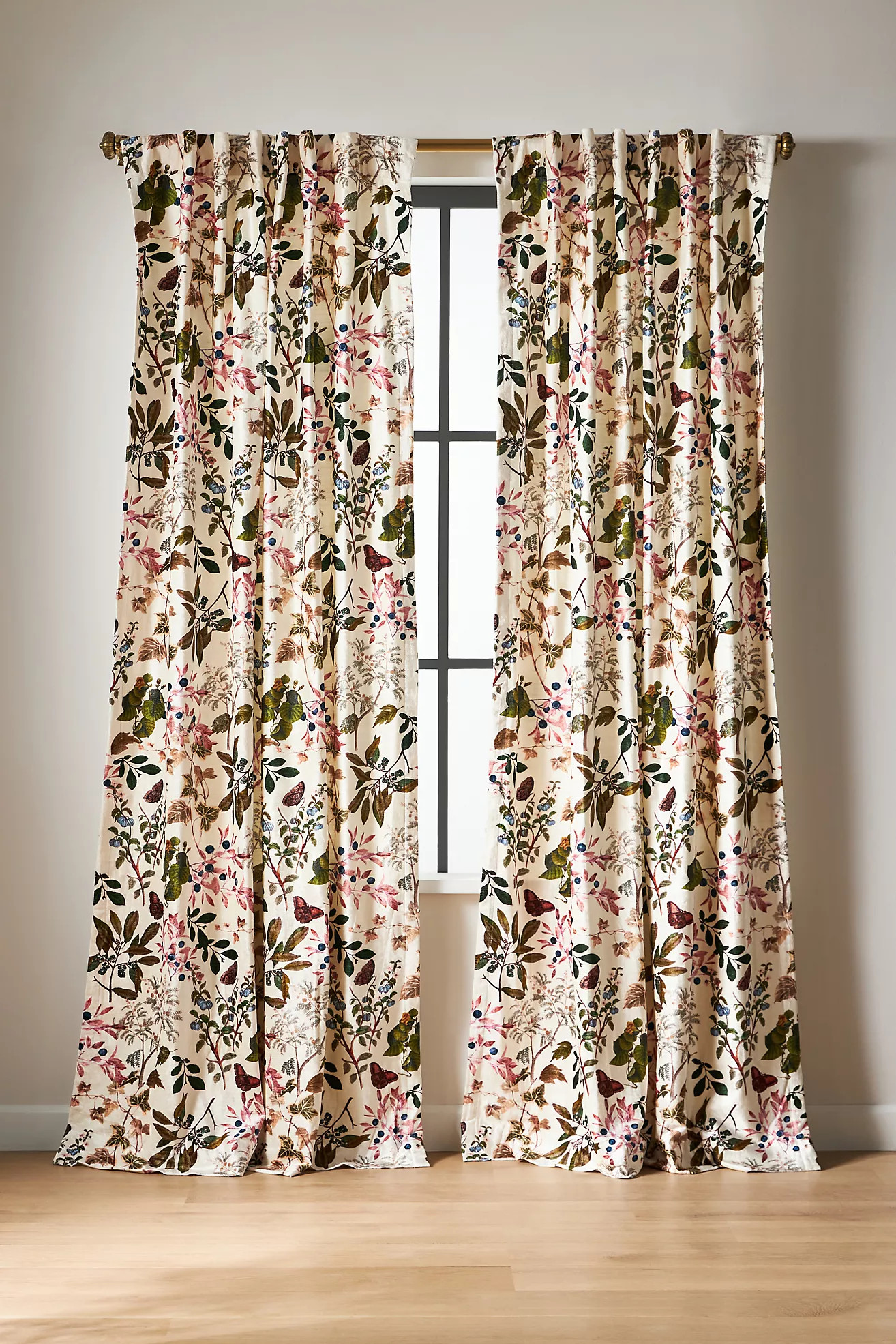 Lorena Printed Velvet Curtain | Anthropologie (US)