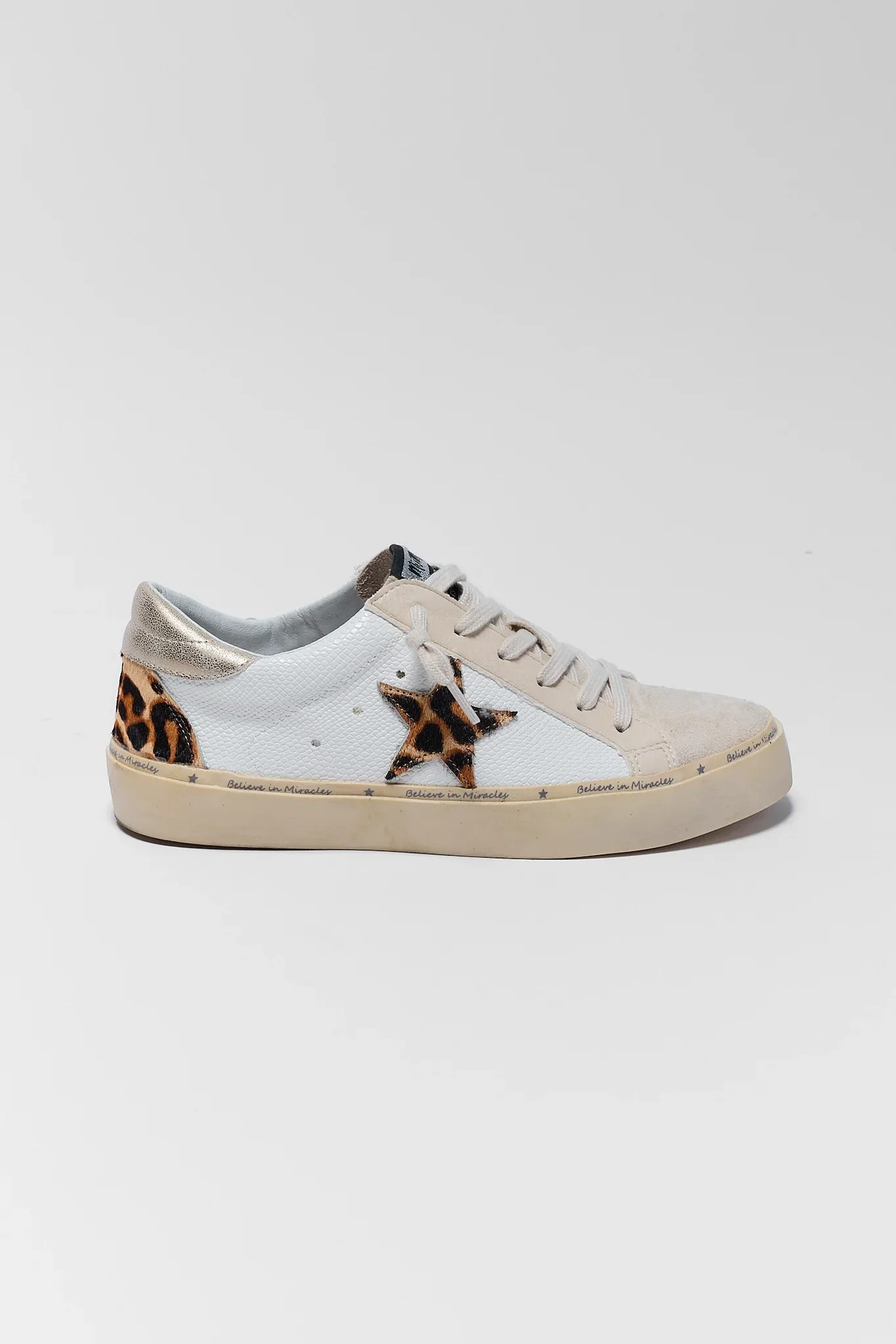 White and Silver Star Sneakers | Avara