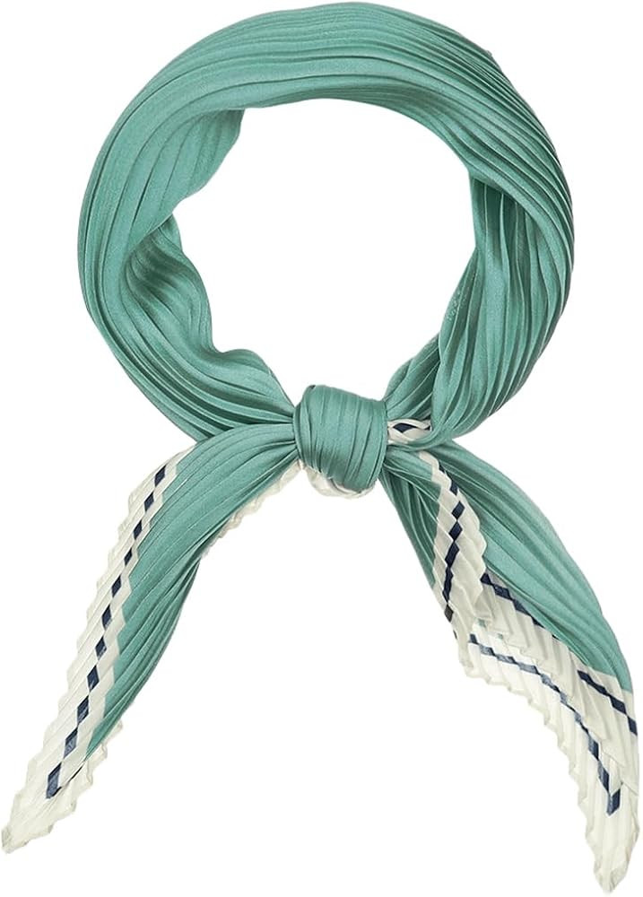 Allegra K Women Pleated Rhombus Rhombic Scarf Scarves Head Ribbon Bandana Solid Color | Amazon (US)
