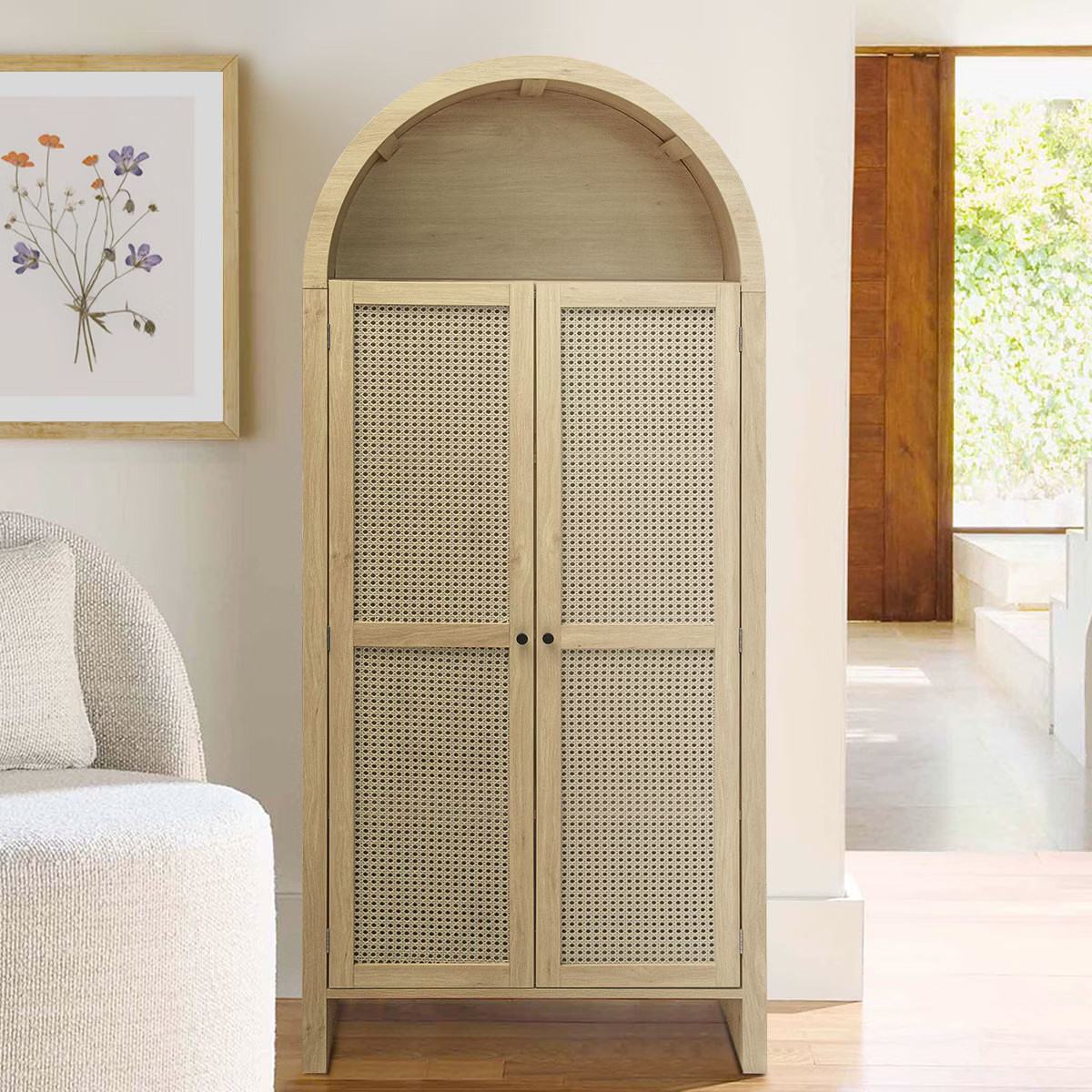 70.28"Modern Arch Tall Storage Cabinets For Living Room Larder Cupboard,Wood Tall Storage Cabinet... | Target