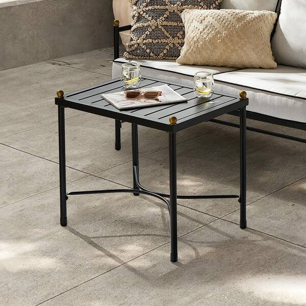 Mopio Odelia Patio Furniture, Outdoor Sectional Conversation Set - Black & Gold Coffee Table Only | Bed Bath & Beyond