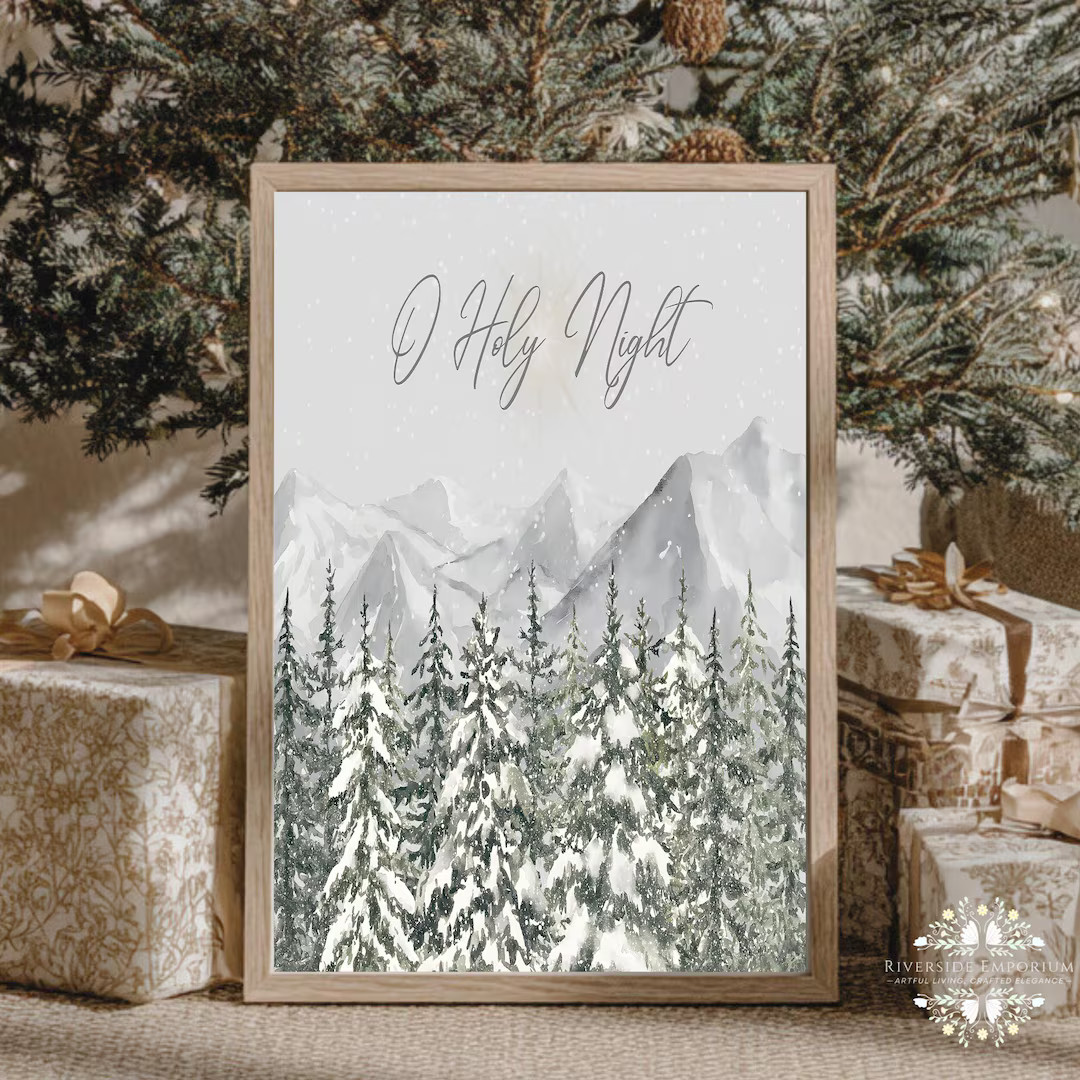 Christian Christmas Artwork, O Holy Night, Biblical Art Print, Forest Painting, Christian Cabin A... | Etsy (US)