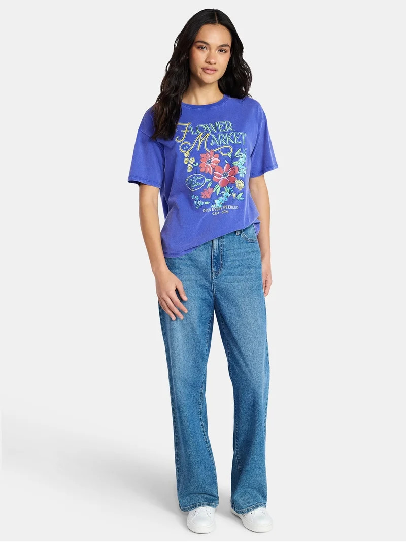 Mother’s Day Women’s Flower Market Cotton Graphic Tee from Way to Celebrate, Sizes S-XXXL | Walmart (US)