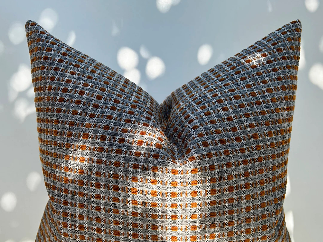 Rustic Rust and Grey Designer Pillow Cover, Orange Grey Decorative Cushion for Sofa, Terracotta L... | Etsy (US)