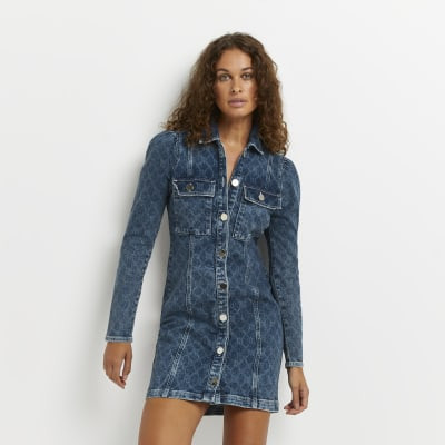 Blue denim mini dress | River Island (UK & IE)