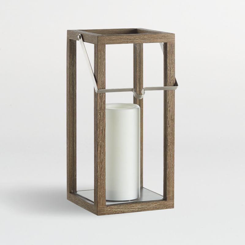 Crosby 15" Grey Teak Lantern + Reviews | Crate and Barrel | Crate & Barrel